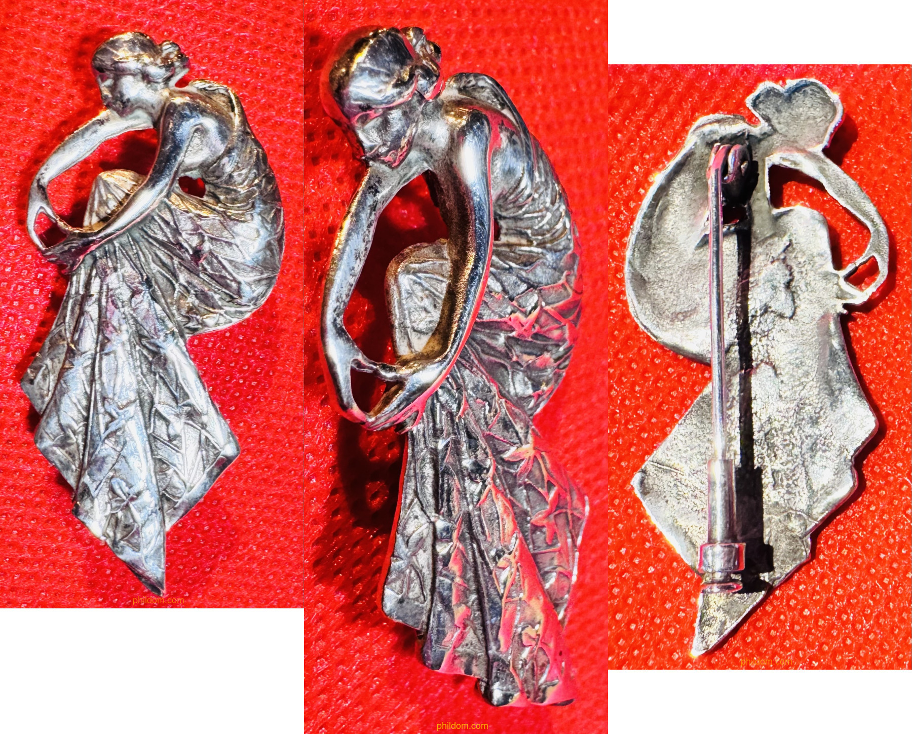 ANTIGUA AGUJA MODERNISTA DE PLATA AÑOS 50